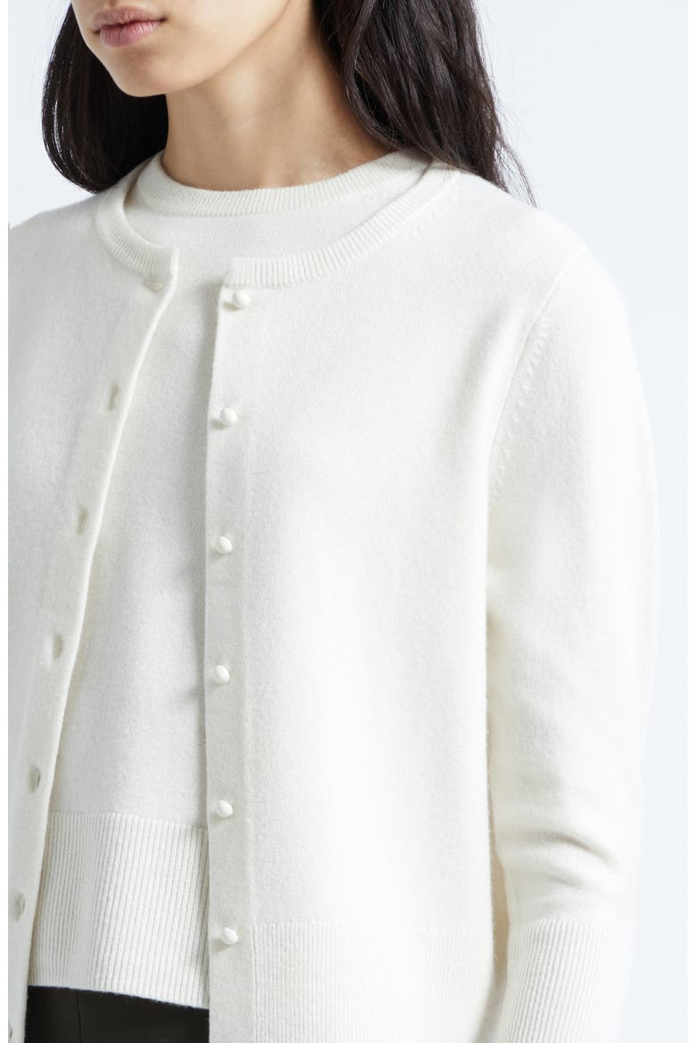 Wool Blend Crewneck Cardigan, Alternate, color, OFF WHITE