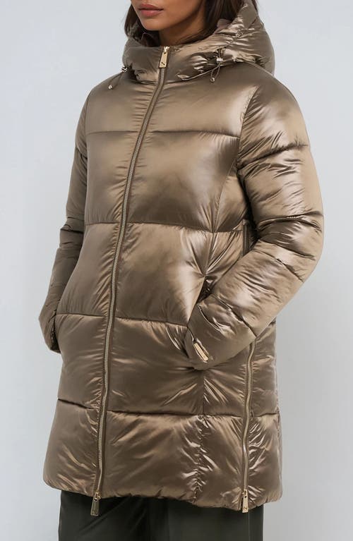 Noize Alicia Water Resistant Hooded Parka Puffer Jacket In Brown