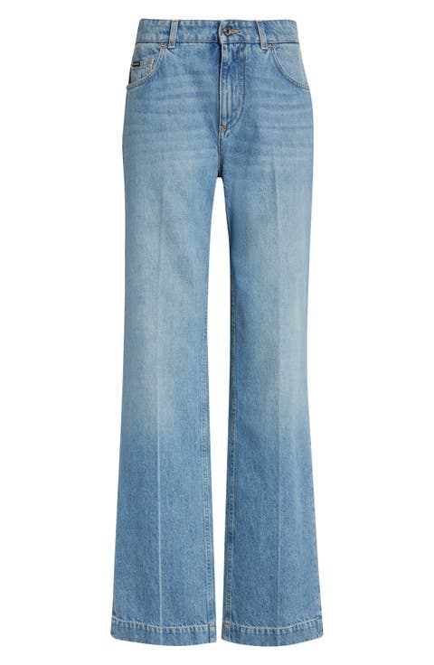 Loose Pressed Crease Straight Leg Jeans