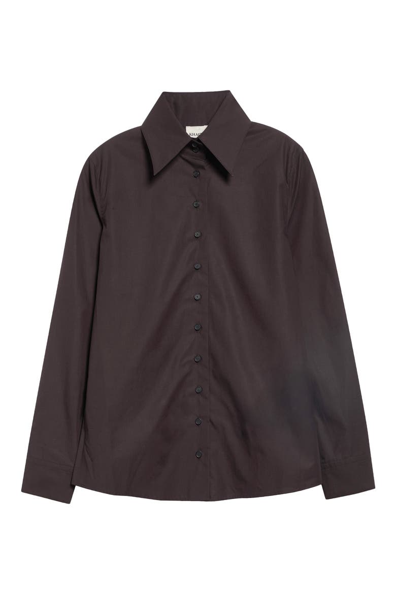 Ivy Pointed Collar Cotton Shirt, Main, color, BARK
