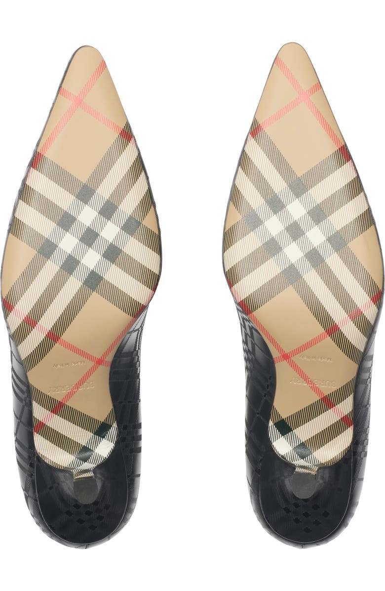 Burberry Check Leather Dame Low Pumps, Alternate, color, Black