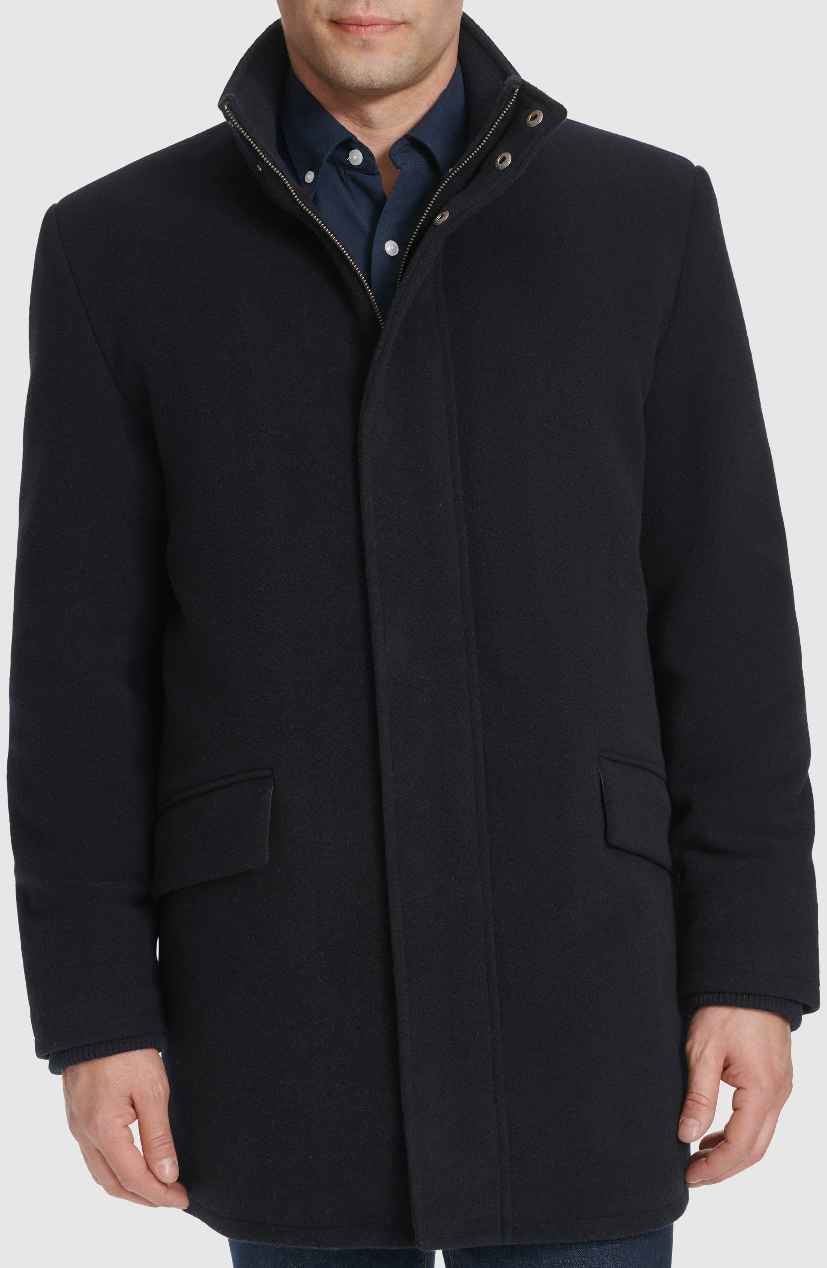 Cole Haan Signature Stand Collar Wool Blend Car Coat