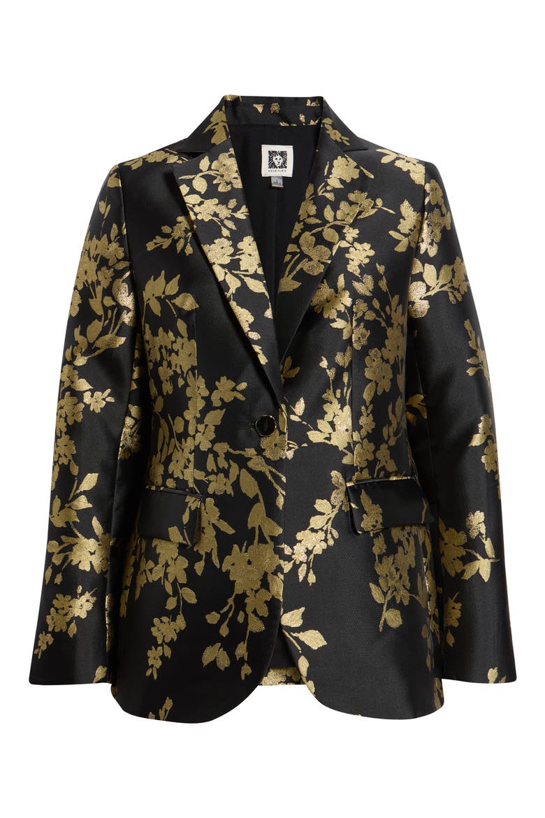 Metallic Floral One Button Blazer, Main, color, ANNE BLACK/ GOLD