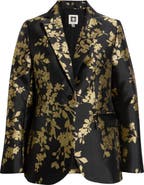 Anne Klein Metallic Floral One Button Blazer