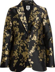 Anne Klein Metallic Floral One Button Blazer