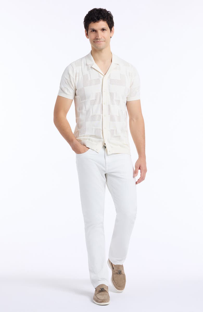 Robert Graham Drayford Short Sleeve Sweater, Alternate, color, Off White