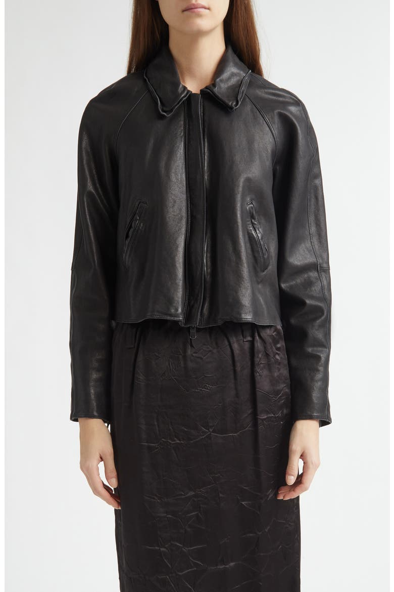 Pixie Lambskin Leather Jacket, Main, color, NOIR