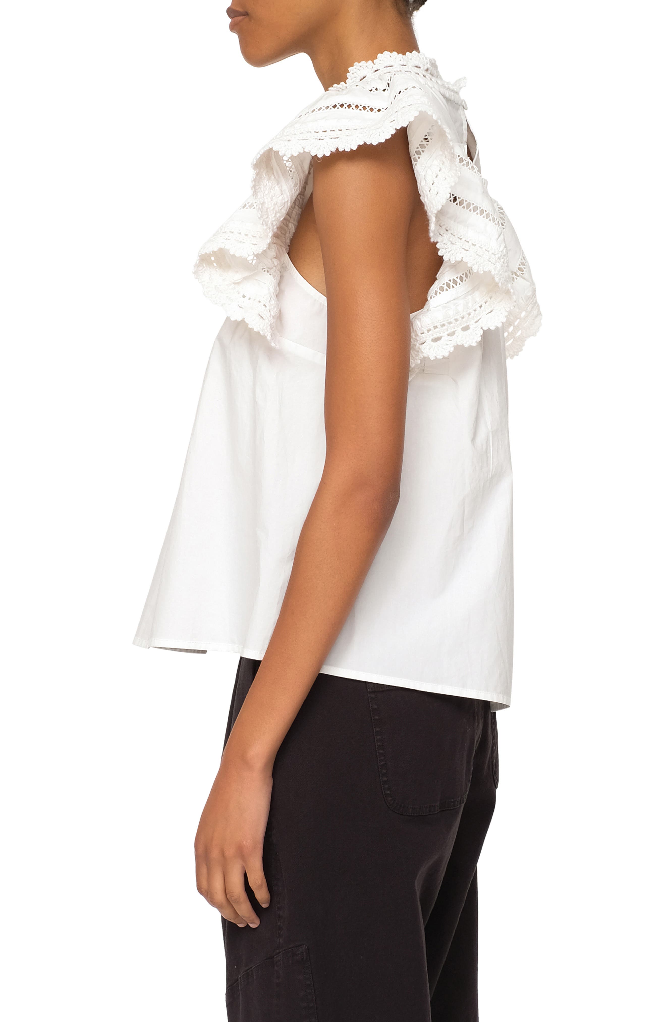 Sea NY Sea Rylee Crochet Flutter Sleeve Top (Women) | Nordstromrack