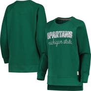 PRESSBOX Women's Pressbox Green Michigan State Spartans Steamboat Animal Print Raglan Pullover Sweatshirt