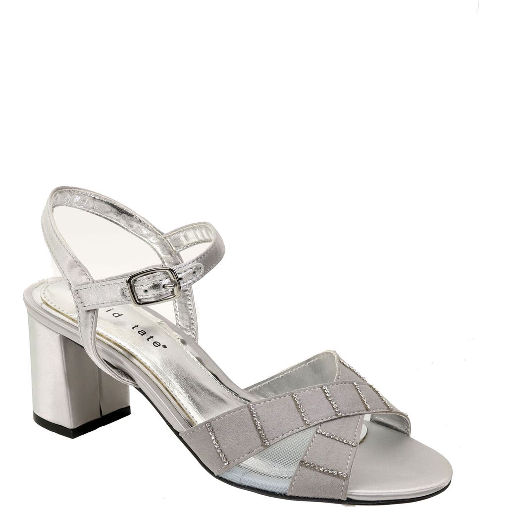 David Tate Cocktail Ankle Strap Sandal In Silver Satin