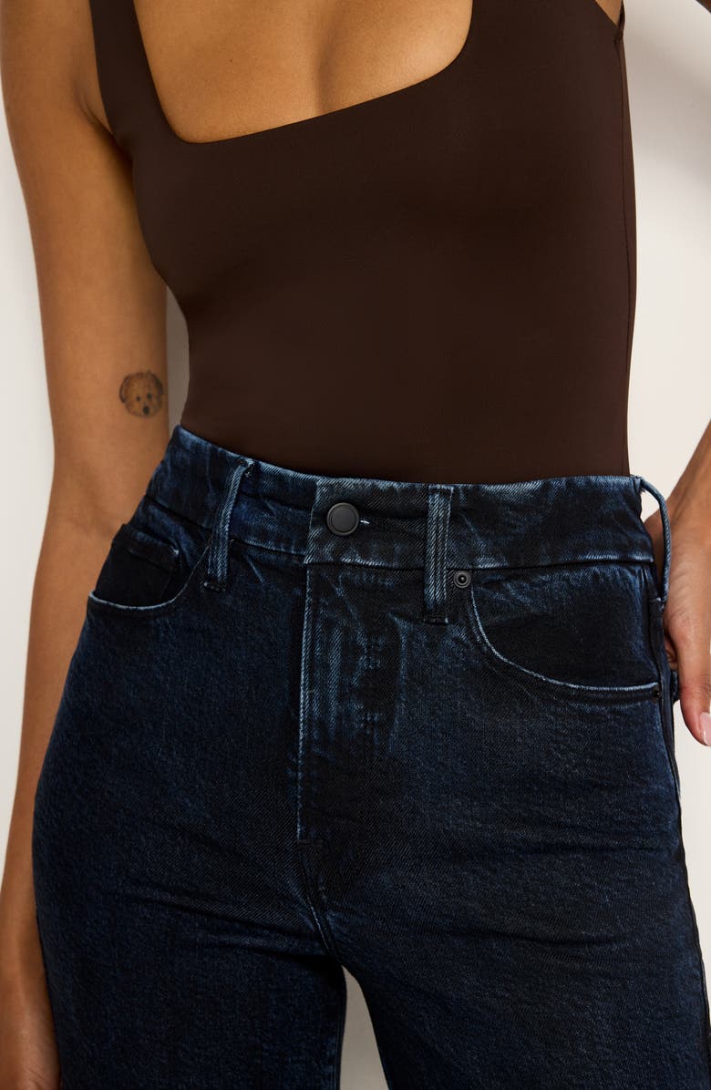 Good American Soft-Tech Good Boy Step Hem High Waist Ankle Straight Leg Jeans, Alternate, color,