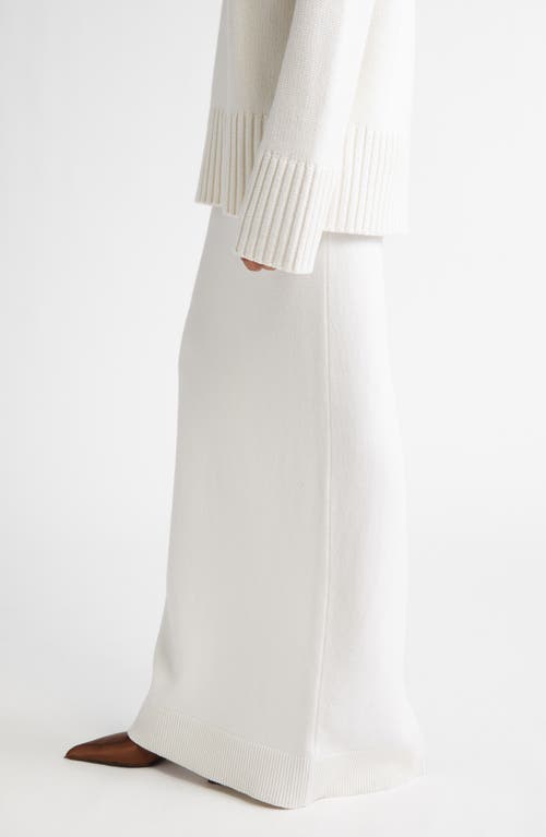 Michael Kors Collection Back Slit Cashmere Blend Maxi Sweater Skirt In Optic White