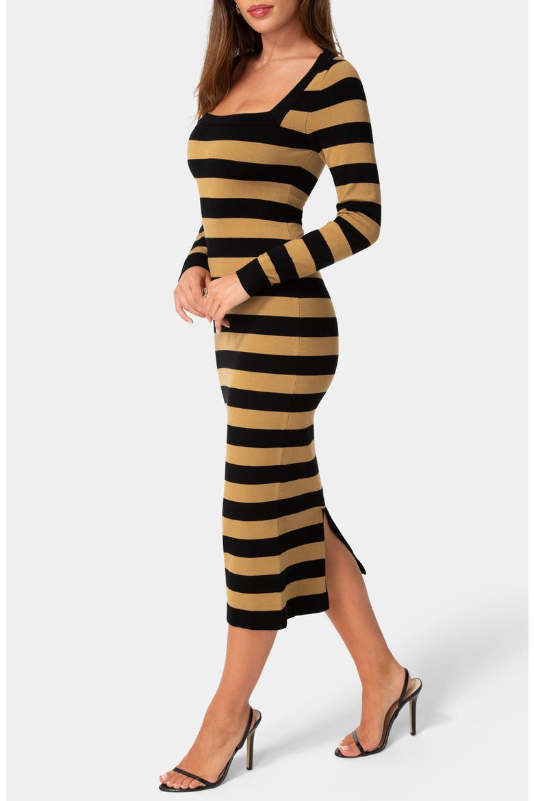Long Sleeve Midi Sweater Dress, Alternate, color, BLACK/ BROWN