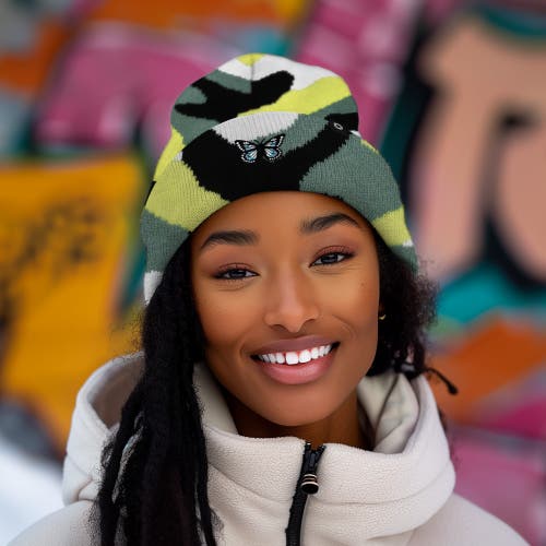 Dalix Butterfly Beanie In Green Camo