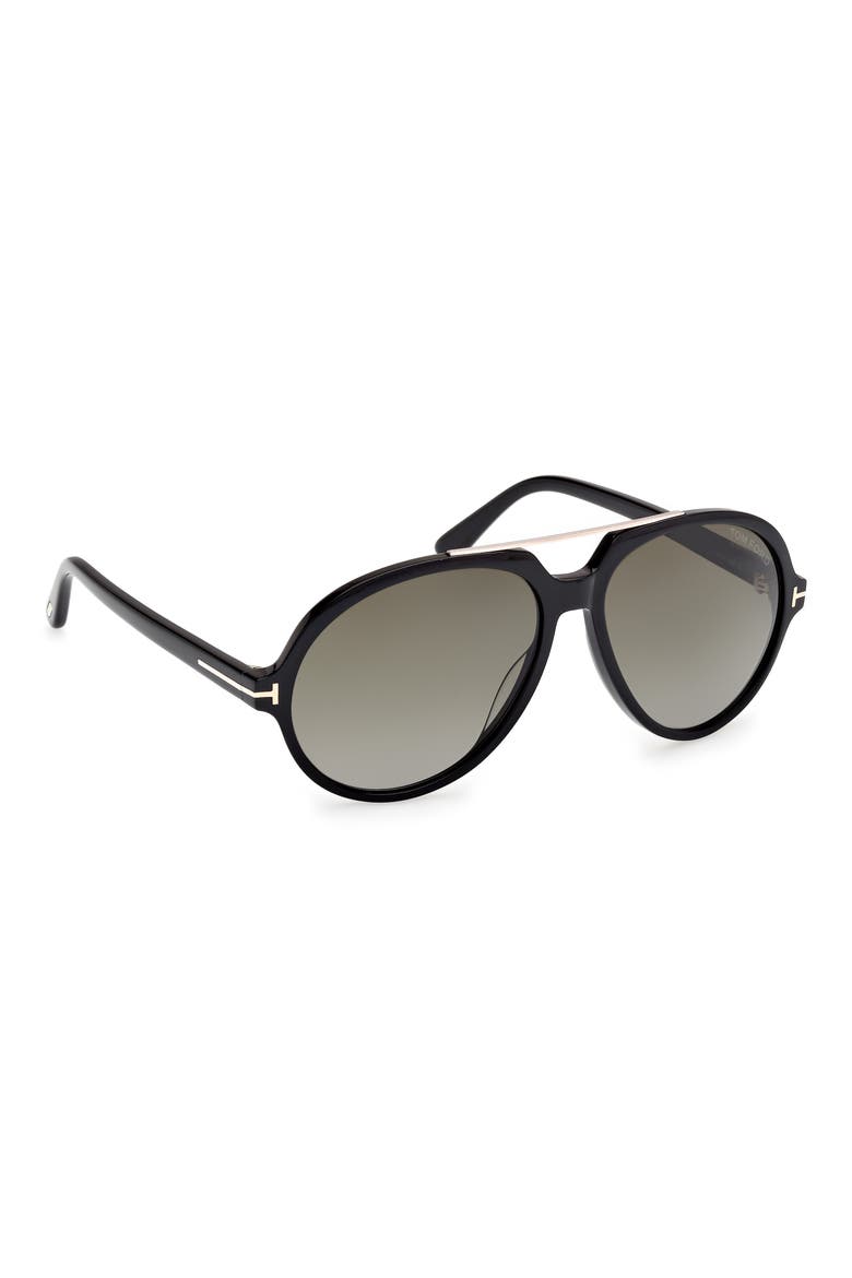 59mm Pilot Sunglasses, Alternate, color, SHINY BLACK / GRADIENT SMOKE