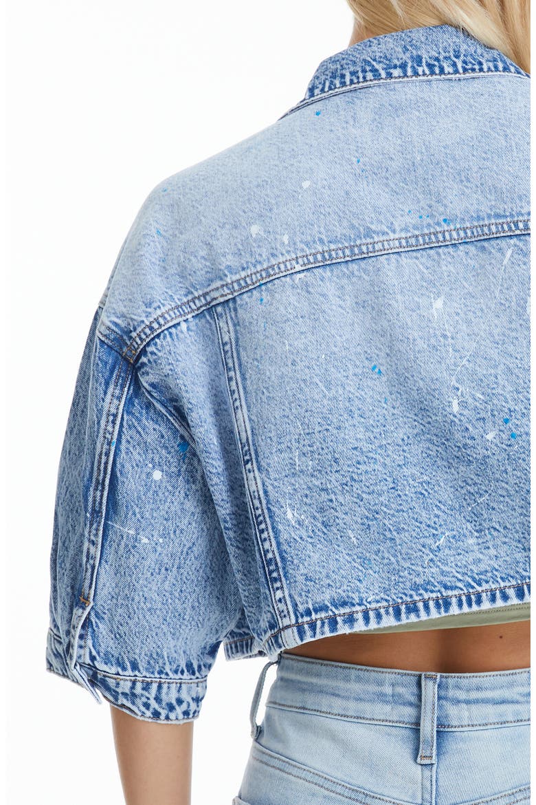 Candy Painted Cropped Denim Jacket, Alternate, color, ACID BLUE