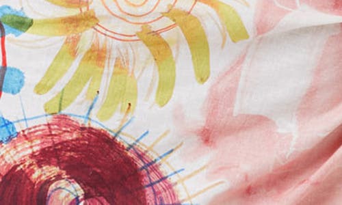 Scotch & Soda Stretch Linen Blend Asymmetric Midi Dress In Abstract Sun Pink