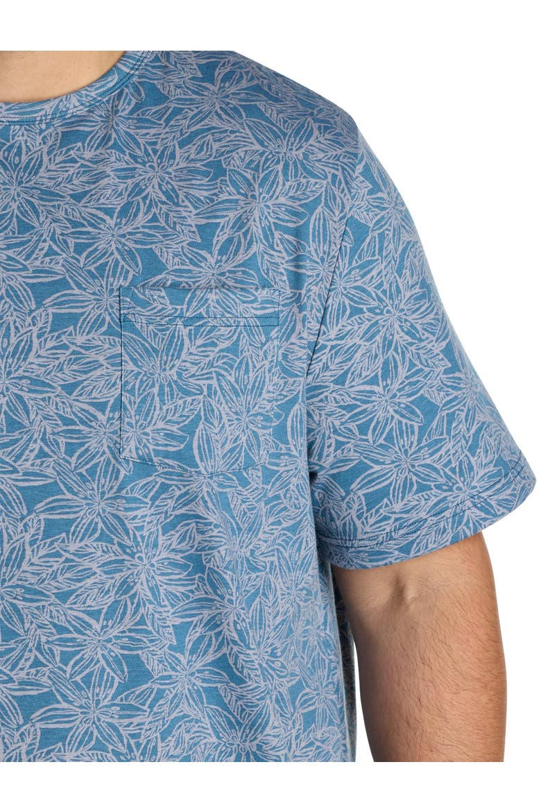 Big & Tall Floral Print Moisture-Wicking Pocket T-Shirt, Alternate, color, BLUE ASHES