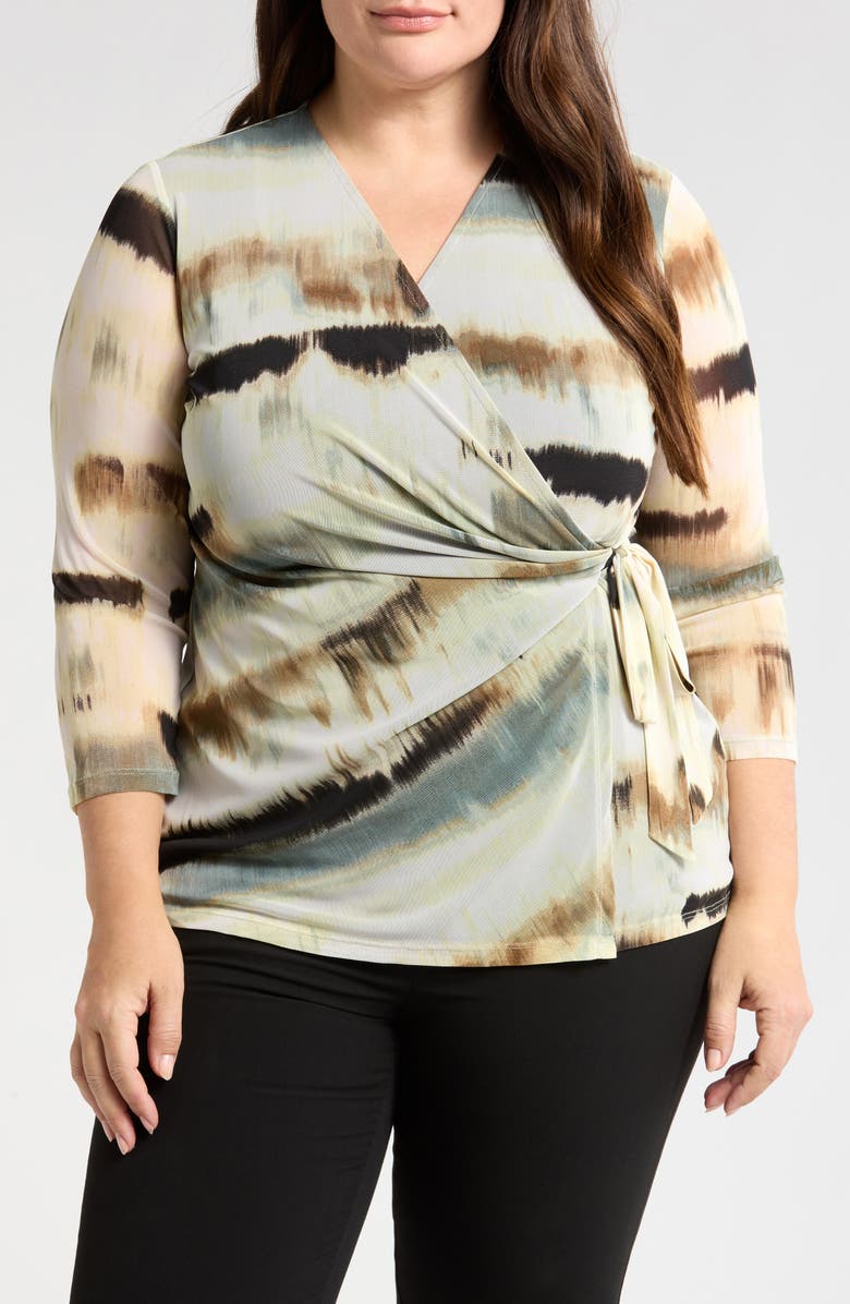 Anne Klein Abstract Print Wrap Top, Main, color, 