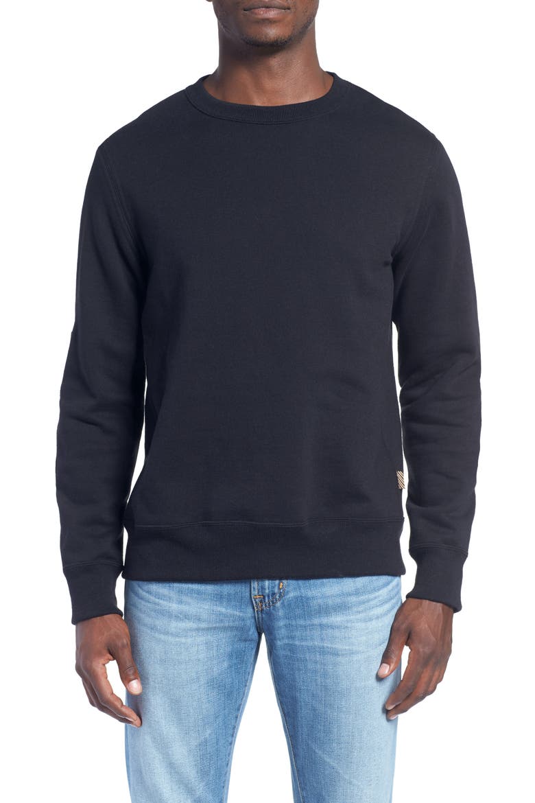 Dover Crewneck Sweatshirt with Leather Elbow Patches, Main, color, DK MIDNIGHT