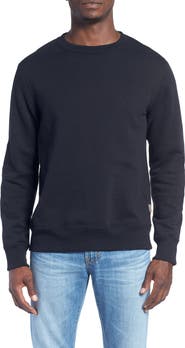 Billy Reid Dover Crewneck Sweatshirt with Leather Elbow Patches