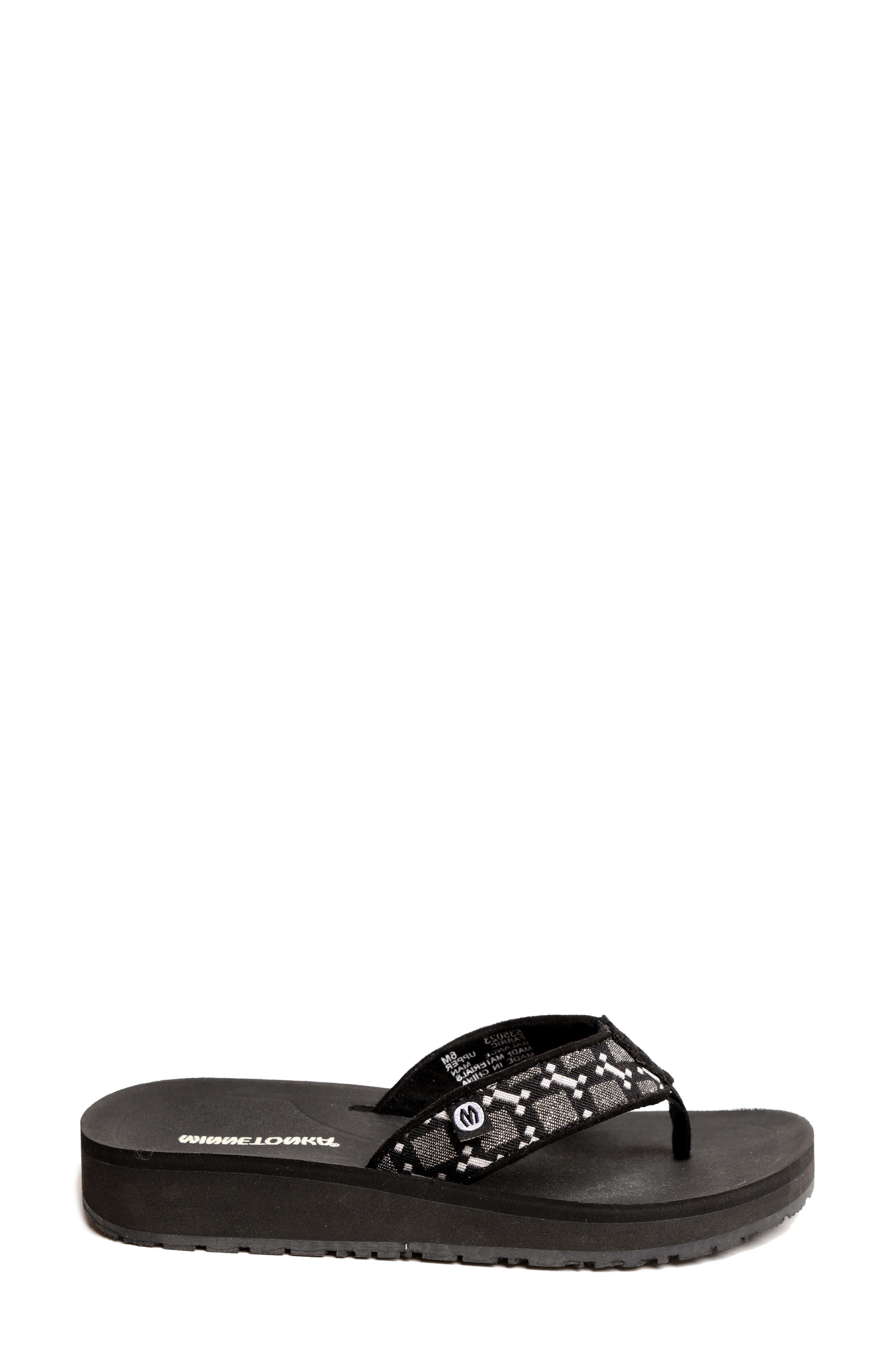 Minnetonka Hedy 2.0 Flip Flop, Alternate, color, Black Geometric