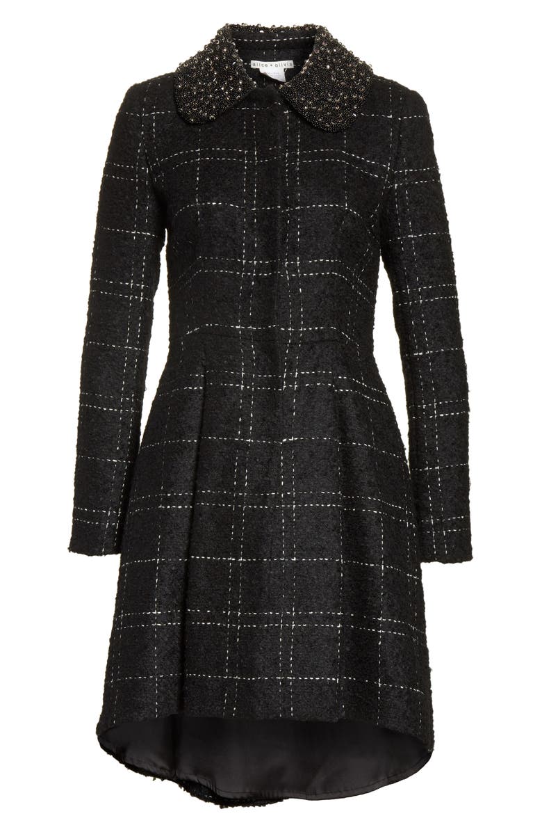 Alice + Olivia Marcia Embellished Peter Pan Collar Coat, Alternate, color, 