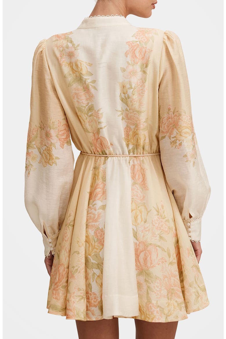 Shyla Floral Long Sleeve Minidress, Alternate, color, PEACH MERCIA FLORAL