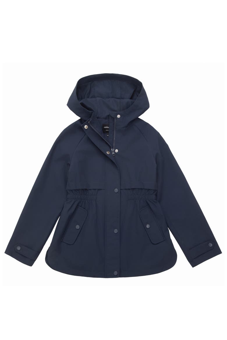 Kids' Trench Coat Hip-Length Hooded Jacket, Alternate, color, Navy