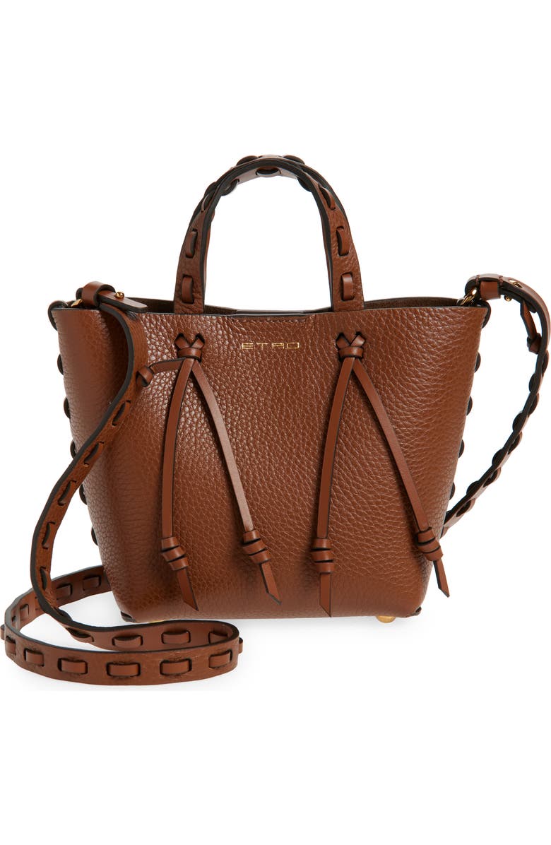 Etro Shopping Essential Leather Tote, Main, color, M1384 Burnt
