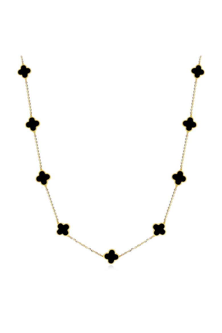 Mini Onyx Clover Necklace, Main, color, Onyx/ Gold