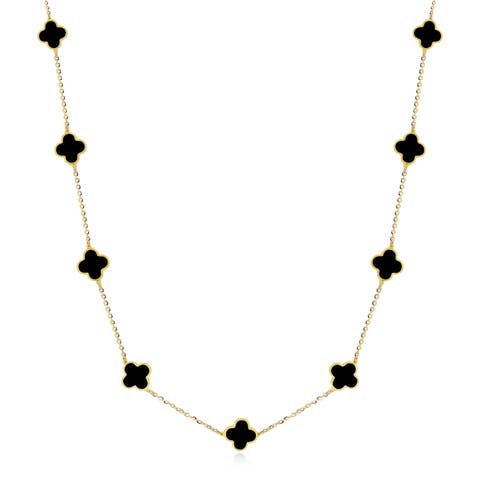 Mini Onyx Clover Necklace