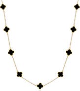 The Lovery Fine Jewelry Mini Onyx Clover Necklace