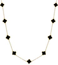 The Lovery Fine Jewelry Mini Onyx Clover Necklace