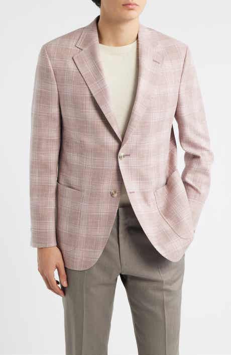 Hyperlight Soft Pink Plaid Wool & Silk Blend Sport Coat