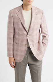 Peter Millar Hyperlight Soft Pink Plaid Wool & Silk Blend Sport Coat