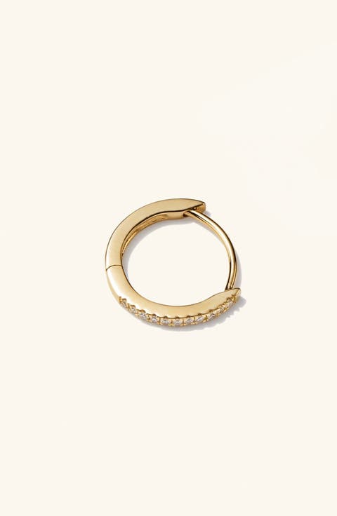 Single Pavé Diamond Huggie Hoop