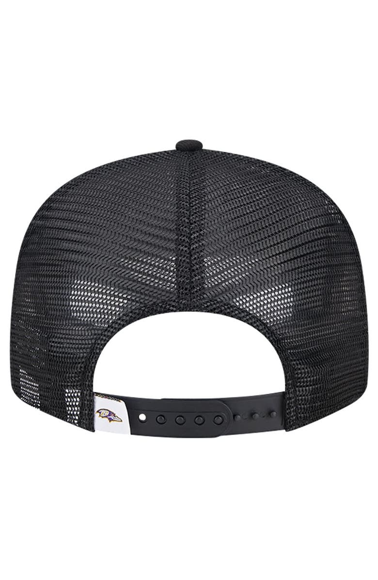 New Era Men's New Era Black Baltimore Ravens Main Trucker 9FIFTY Snapback Hat, Alternate, color, 