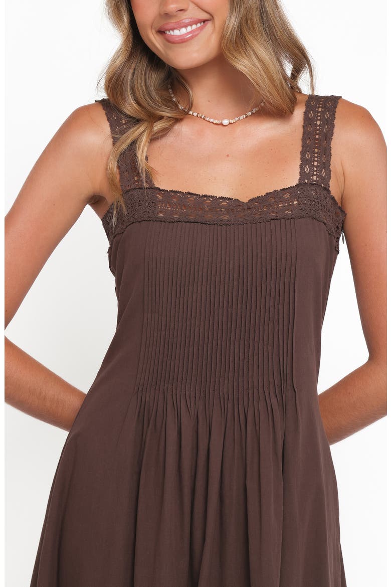 Alandra Pintuck Pleat Cotton Maxi Dress, Alternate, color, BROWN