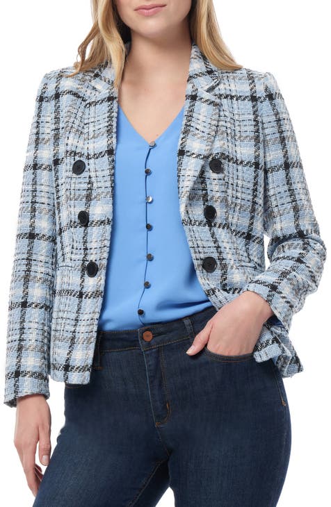 JONES NEW YORK Women’s checks single breasted blazer jacket in brown size 6 store