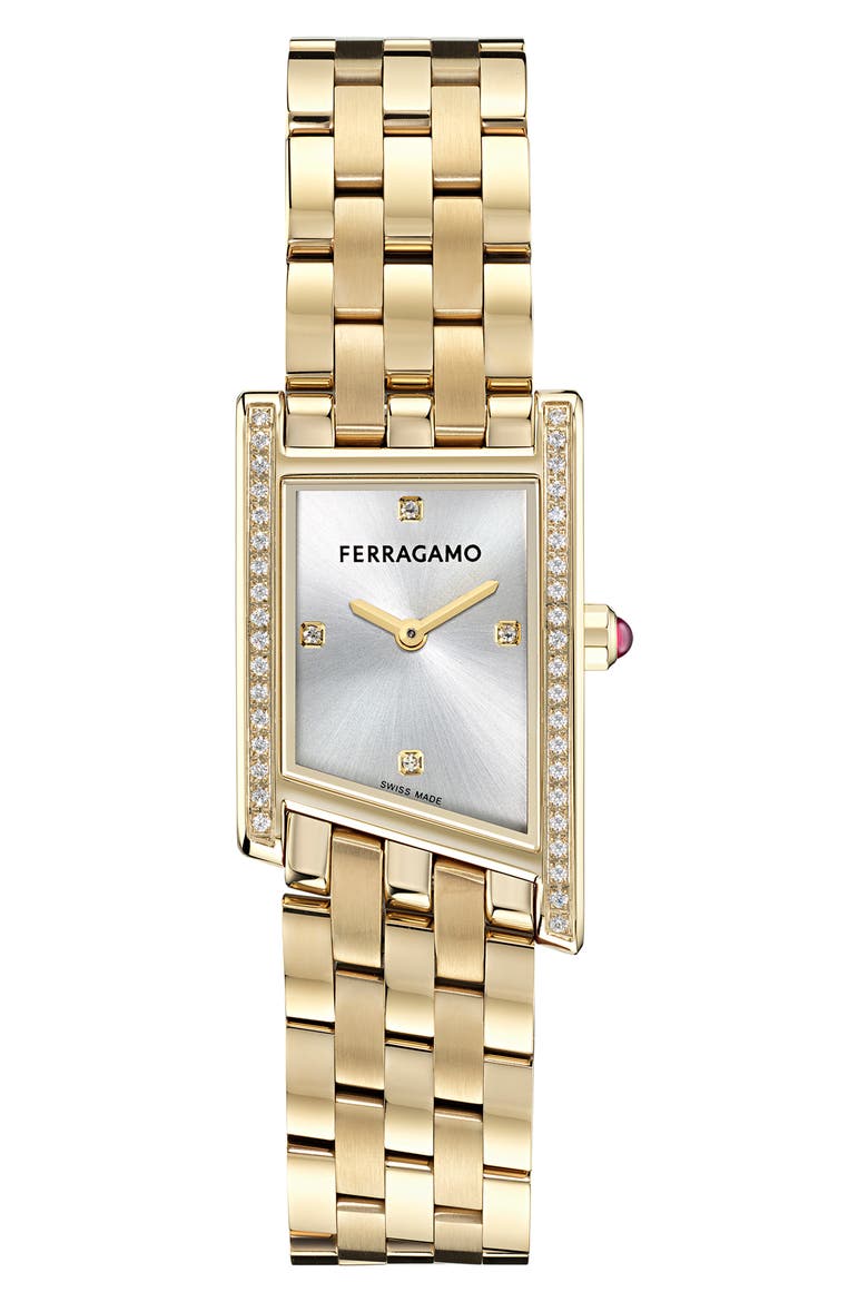 Asymetrique Diamond Bracelet Watch, 22mm x 36mm, Main, color, IP YELLOW GOLD