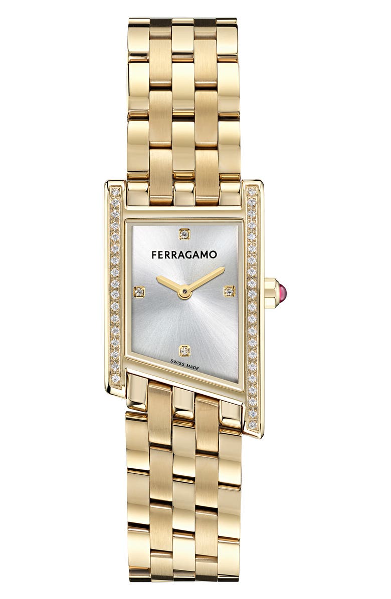 FERRAGAMO Asymetrique Diamond Bracelet Watch, 22mm x 36mm, Main, color,