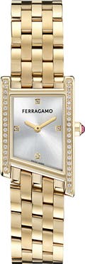 FERRAGAMO Asymetrique Diamond Bracelet Watch, 22mm x 36mm