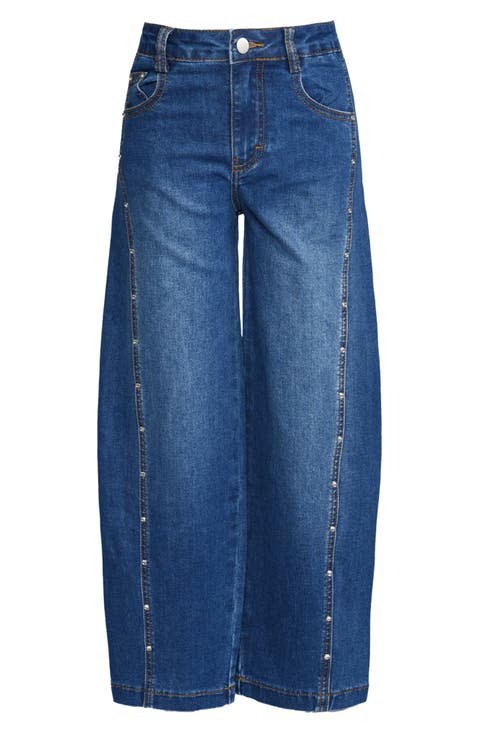 Kids' Studded Outseam Barrel Leg Jeans
