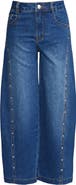 Truly Me Kids' Studded Outseam Barrel Leg Jeans