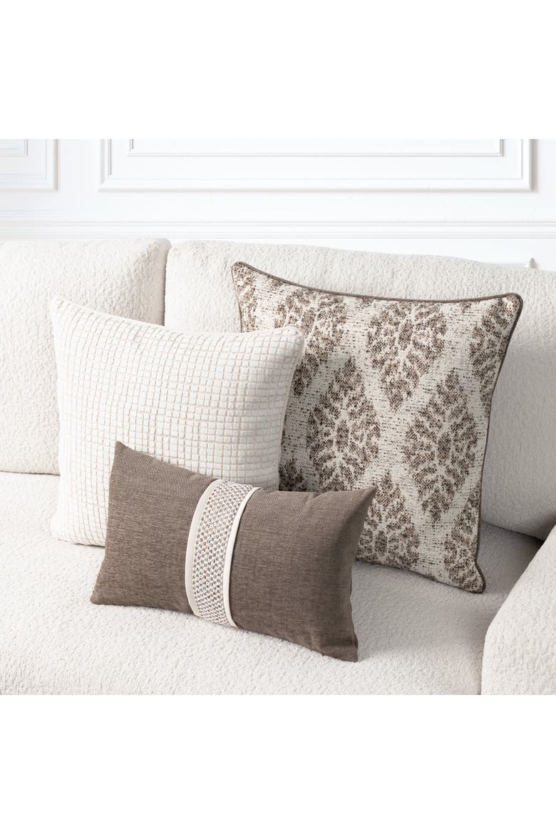 Inlay Hand-Crafted Paneled Indoor & Outdoor Woven Accent Pillow & Insert, Alternate, color, Quarry