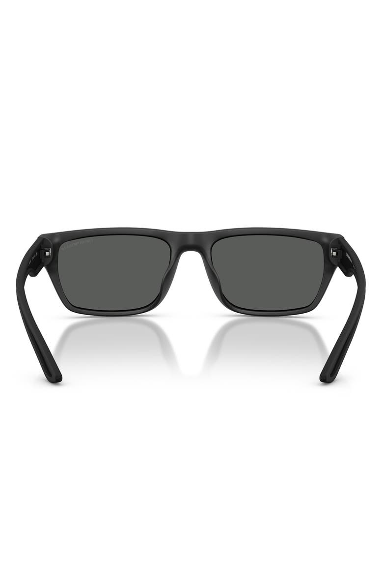 Emporio Armani 57mm Rectangle Sunglasses, Alternate, color, Rubberized Matte Black / Grey
