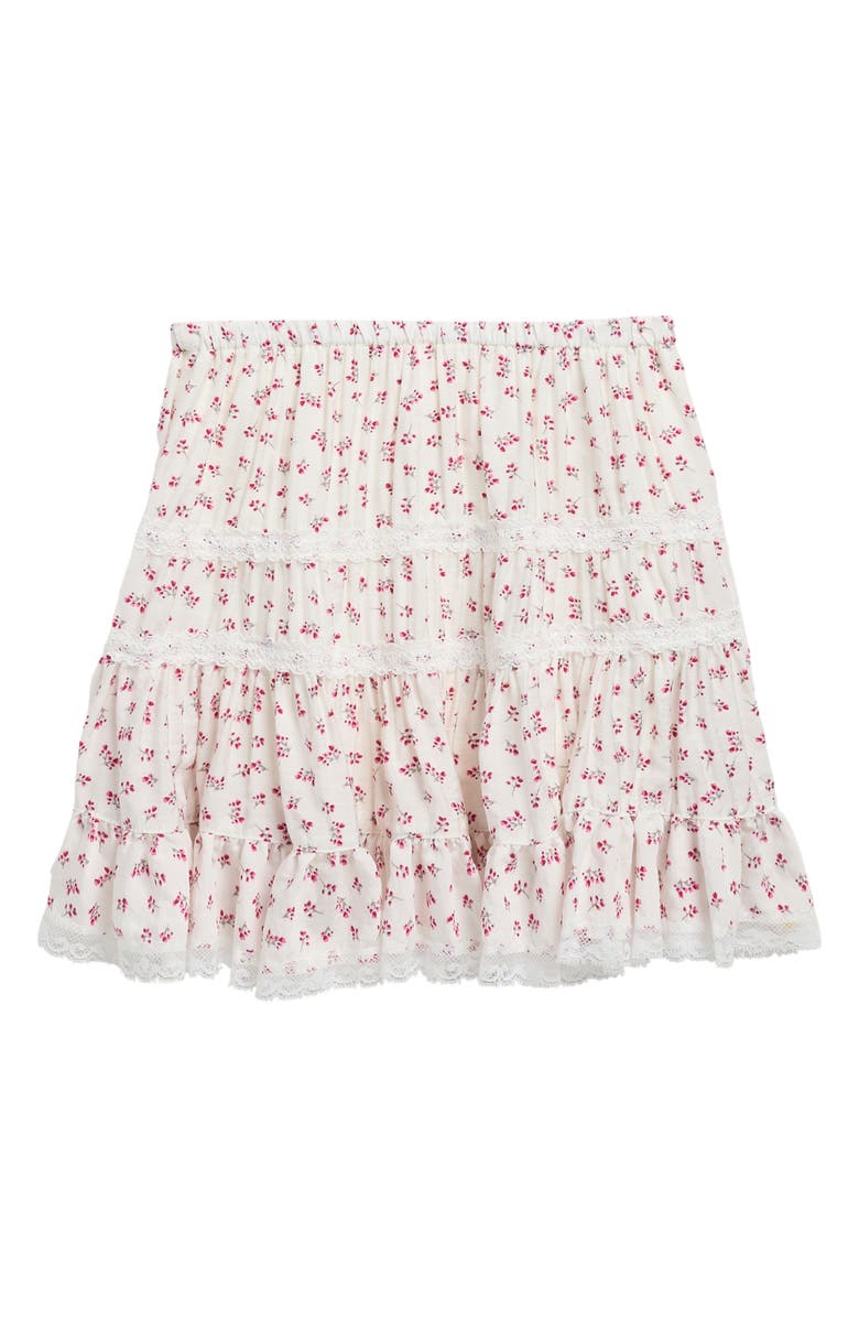 Walking on Sunshine Kids' Floral Print Woven Skirt, Main, color, Ivory/ Red