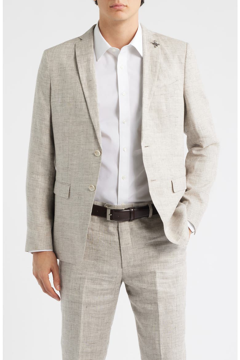 Varick Slim Fit Tan Slub Linen Suit, Alternate, color, OATMEAL