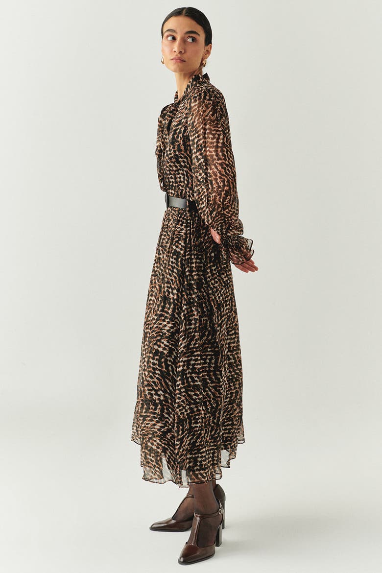 Teresa Chiffon Midi Skirt, Alternate, color, Brown